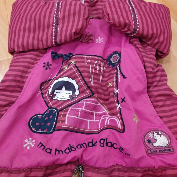 OS trois Mouton pink winter one piece many zippers for easy in out - Picture 13 of 15
